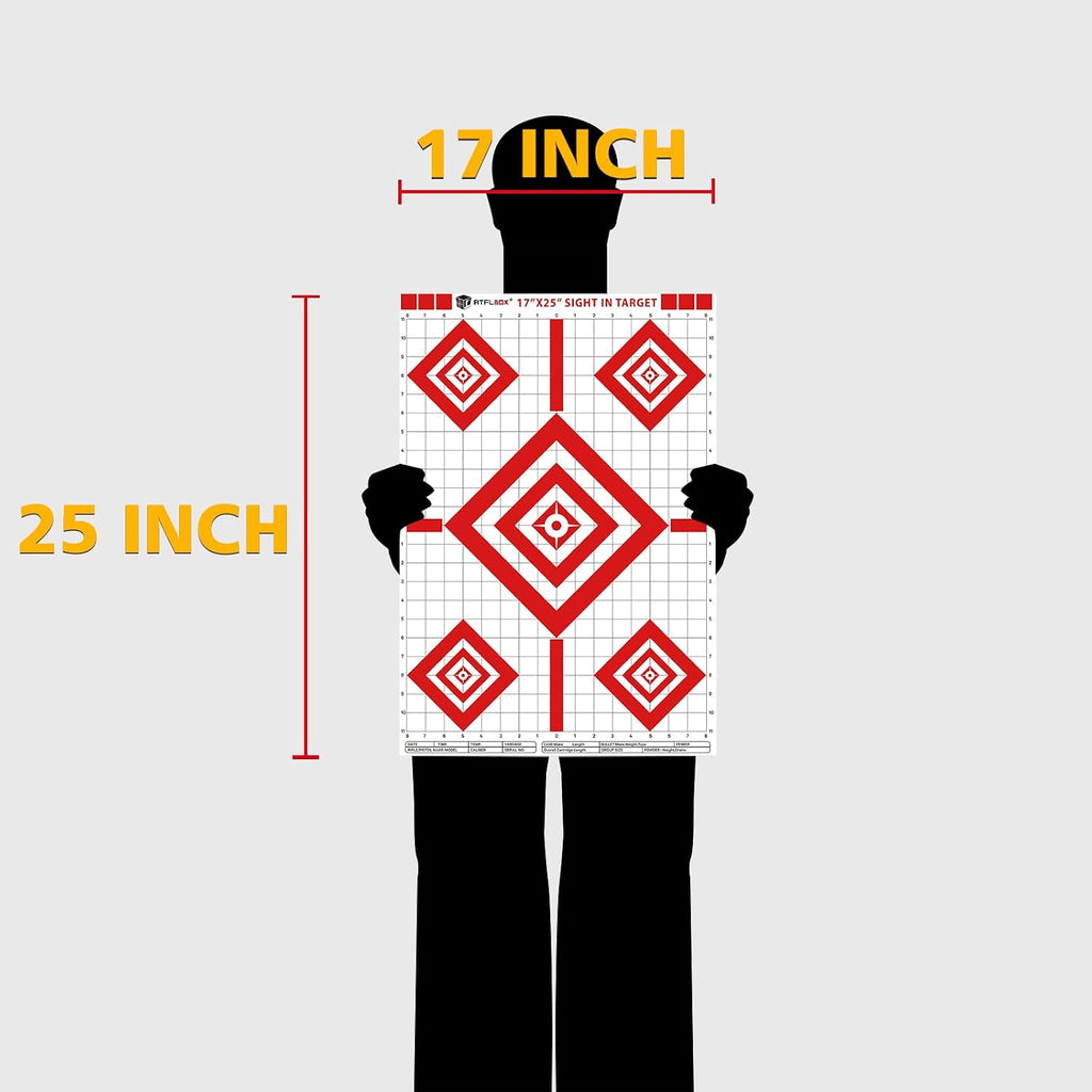 Sight in Shooting Range Paper Target, 17X25 Inch Paper Shooting Targets Suitable for Handgun, Rifle, Pellet Gun