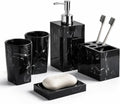 5 Piece Bathroom Accessories Set, Marble Resin Bathroom Vanity Set, Soap Dispenser, Toothbrush Holder, Soap Dish & 2