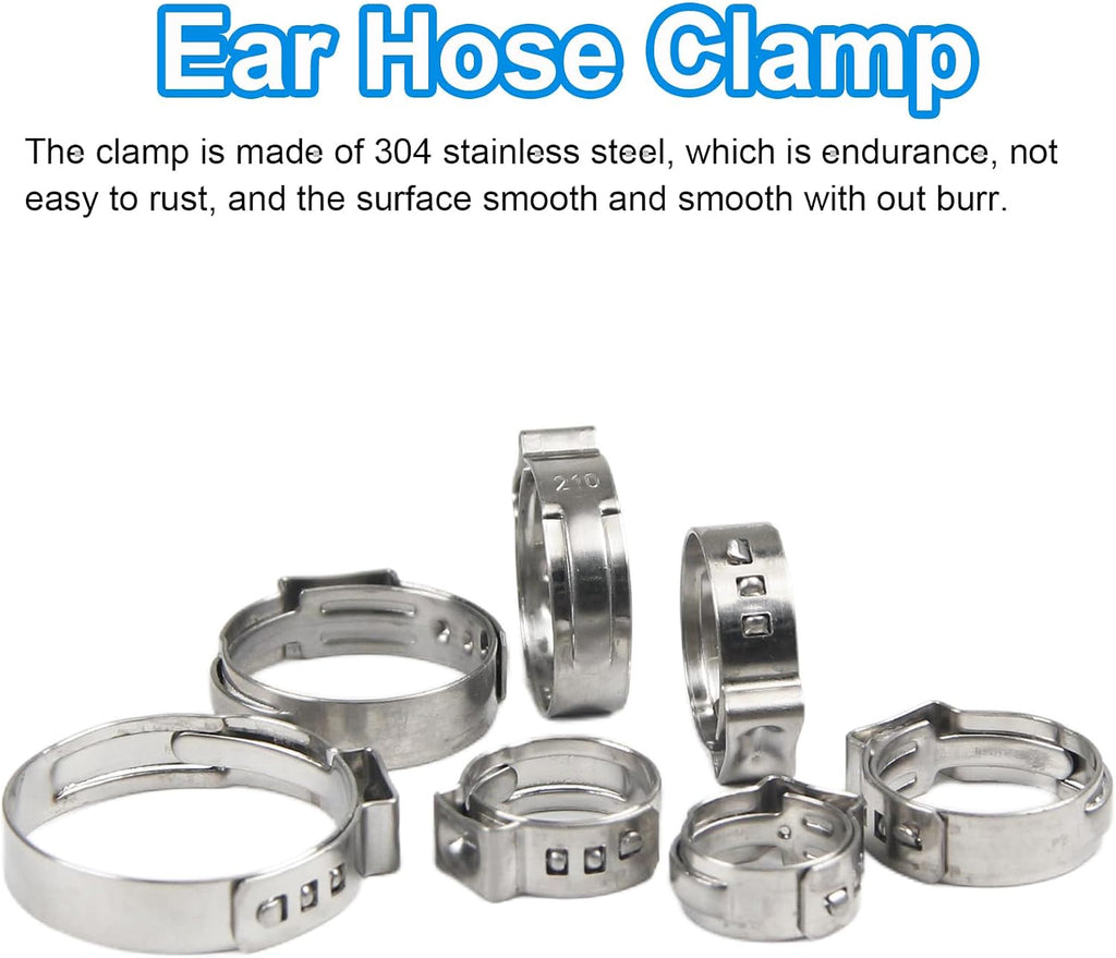30Pcs 26.4mm-29.6mm (1") Single Ear Hose Clamps PEX Crimp Rings