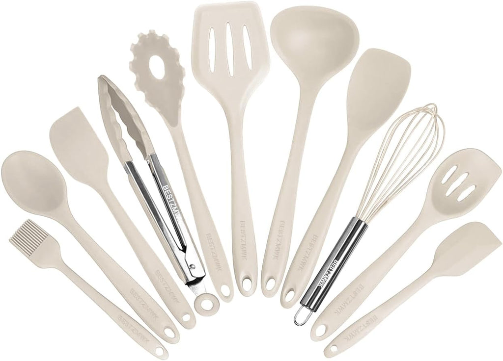 Kitchen Utensil Set - 11 Cooking Utensils - Colorful Silicone Kitchen Utensils - Nonstick Cookware with Spatula Set