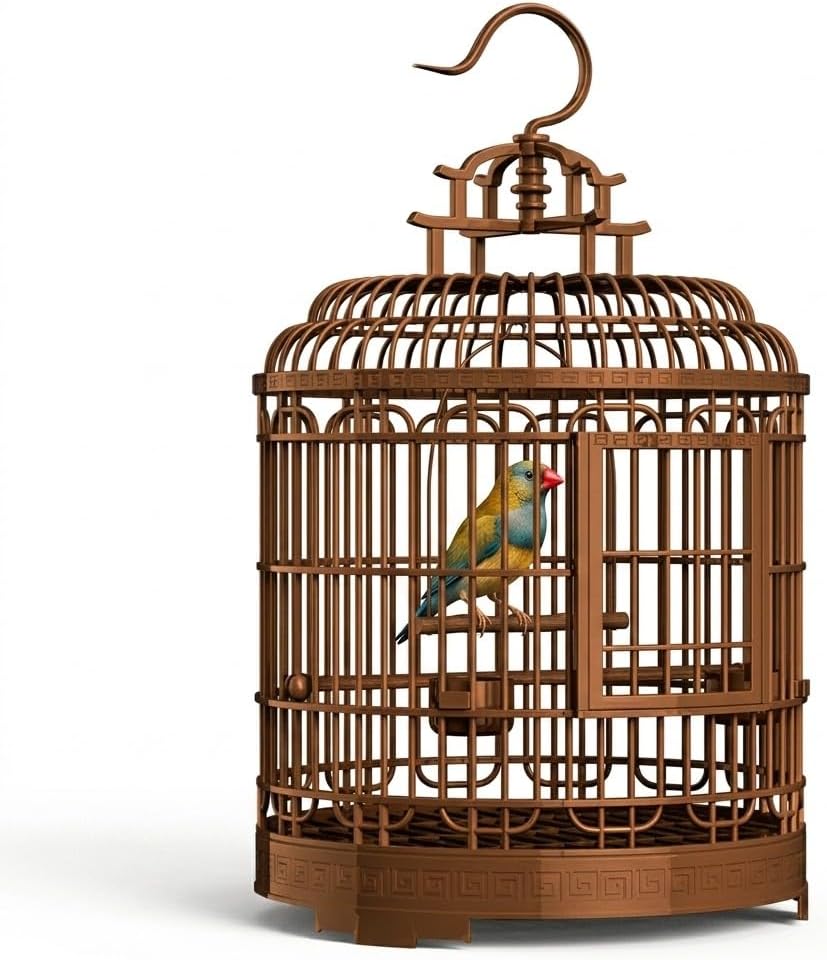 Large Bird Cage Retro Round Portable Bird Carrier Travel Cage for Lovebirds Parakeets and Cockatiels Spacious