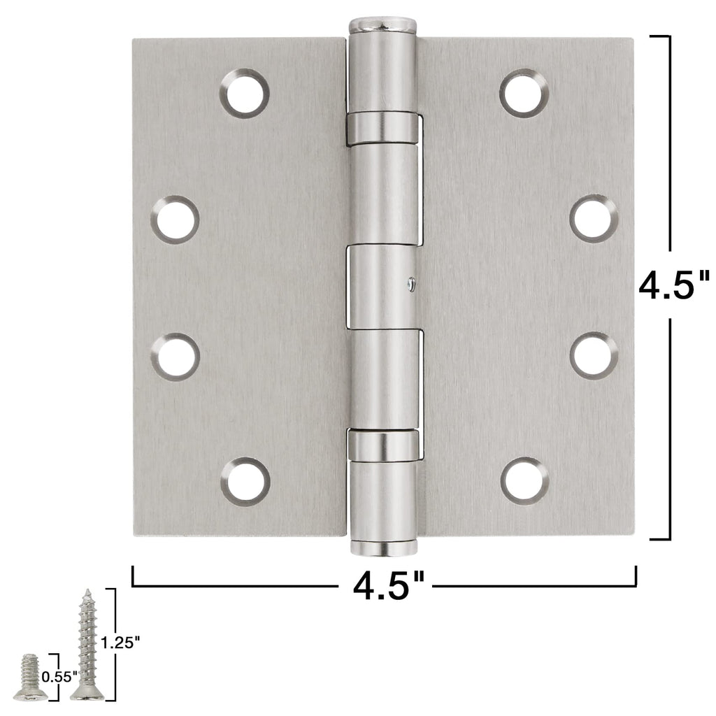 Heavy Duty Door Hinges Brushed Nickel 4.5 Inch x 4 1/2" Square