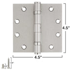 Heavy Duty Door Hinges Brushed Nickel 4.5 Inch x 4 1/2" Square