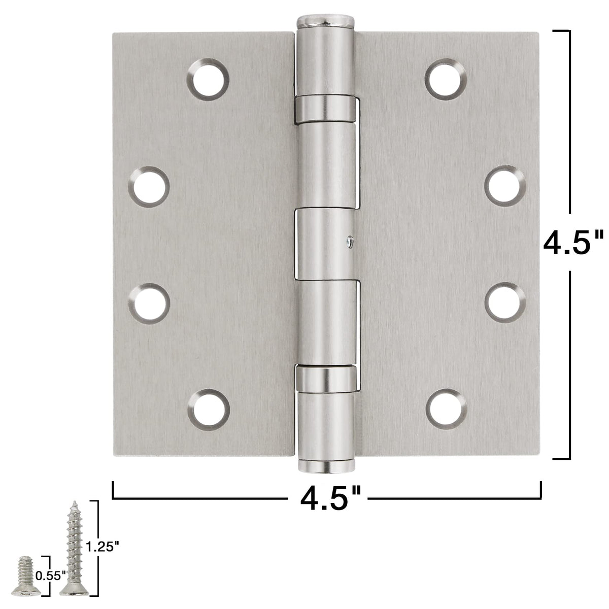 Heavy Duty Door Hinges Brushed Nickel 4.5 Inch x 4 1/2" Square