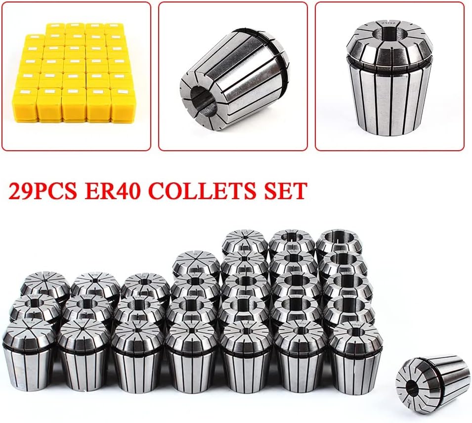 29 Pcs ER40 Precision Spring Collet Set for Boring, Drilling, Tapping, Milling Lathe Engraving Tool