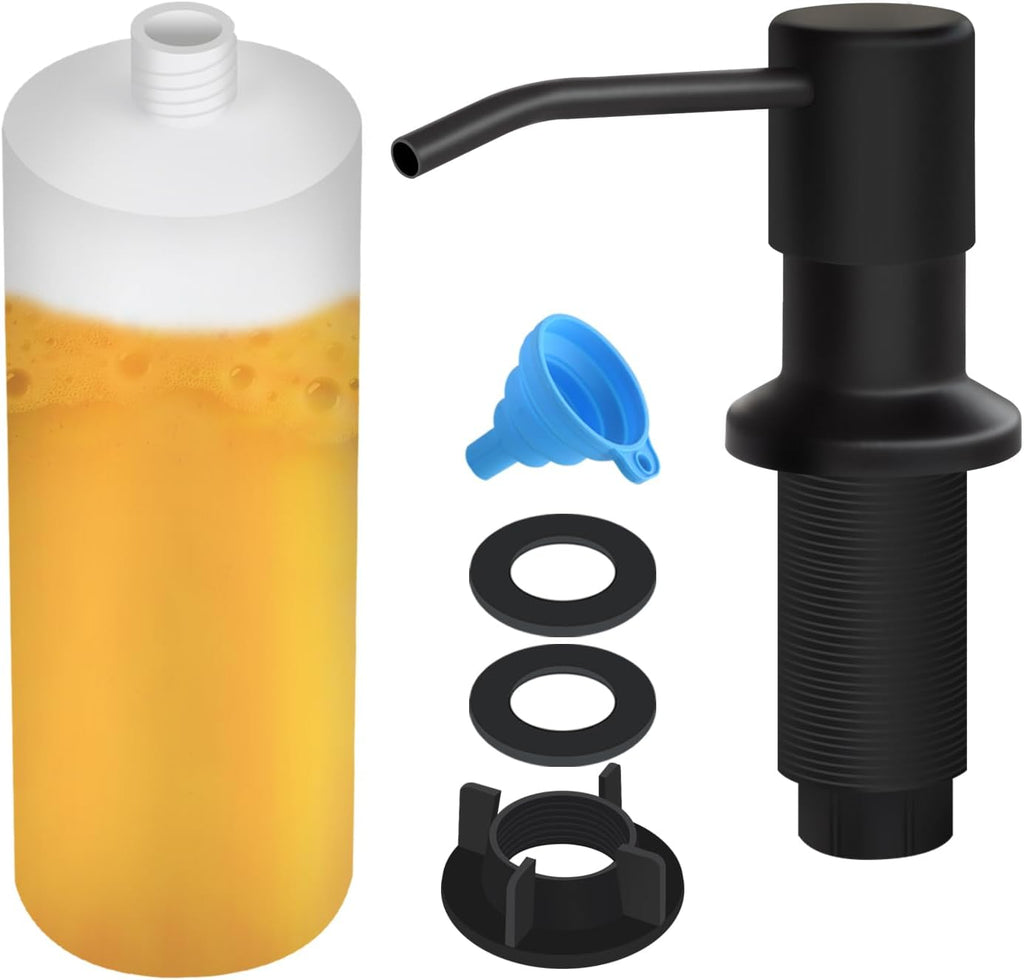 Soap Dispenser for Kitchen Sink, Built in Sink Soap Dispenser Lotion Dispenser with 17 OZ Bottle, Refill from The Top