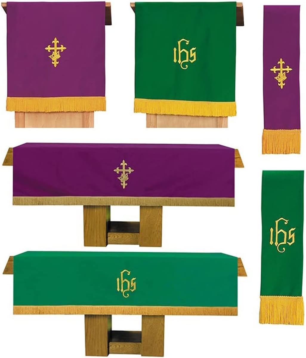 Purple and Green Three Piece Reversible Parament Set Christian Catholic Church Tabletop Outdoor Indoor Party Table