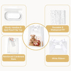 Small Clear Plastic Gift Bags with Handles, 7x10x3.15 in, 10 Pack, White