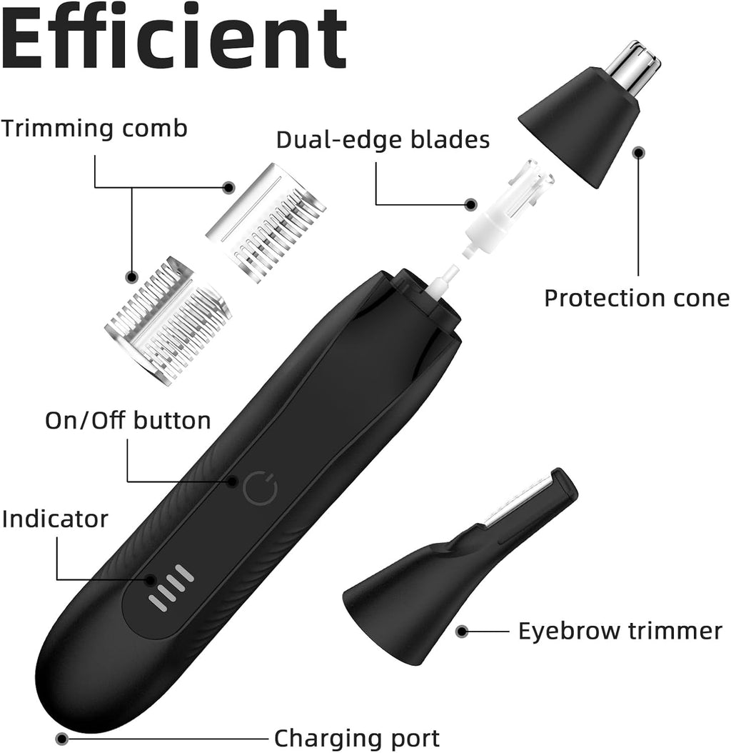 Nose Hair Trimmers for Men,Rechargeable Eyebrow Trimmer 2 in 1 Painless Multifunctional Ear and Nose Hair Trimmer