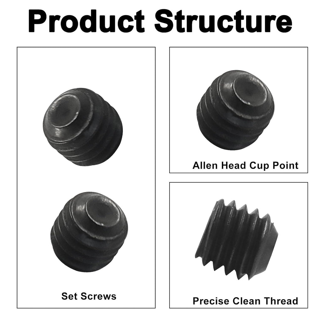 Steel Allen Head Hexagon Socket Set Screws, 10-32 x 3/16", 25 PCS