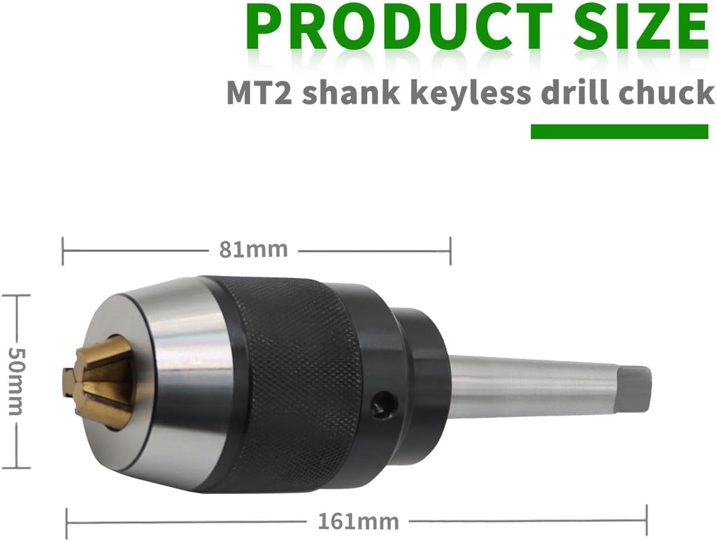 1/8"-5/8" Heavy Duty MT2 Keyless Drill Chuck Titanium Jaws