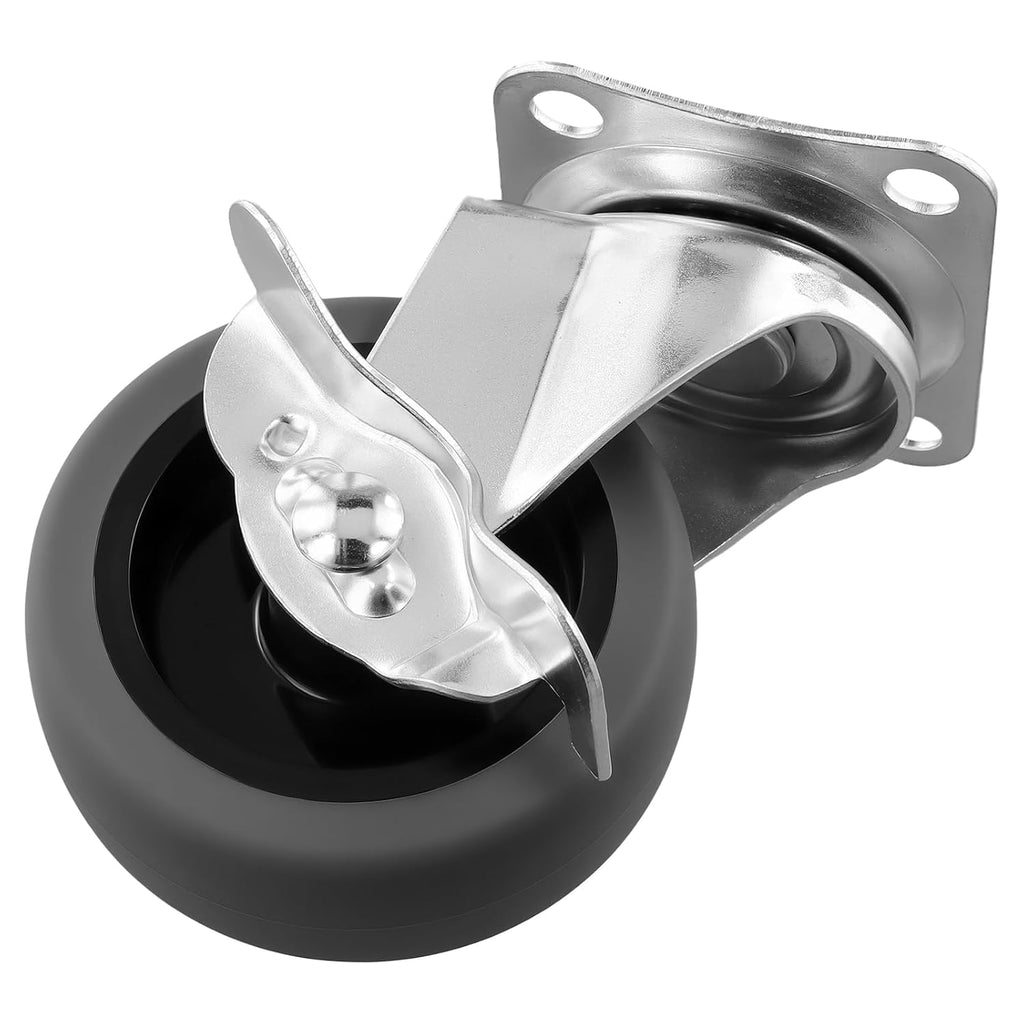 8 PCS 3 Inch Heavy Duty Caster Wheels with Side Brakes, Swivel Casters Set of 4 for Workbench and Furniture, 500LBS