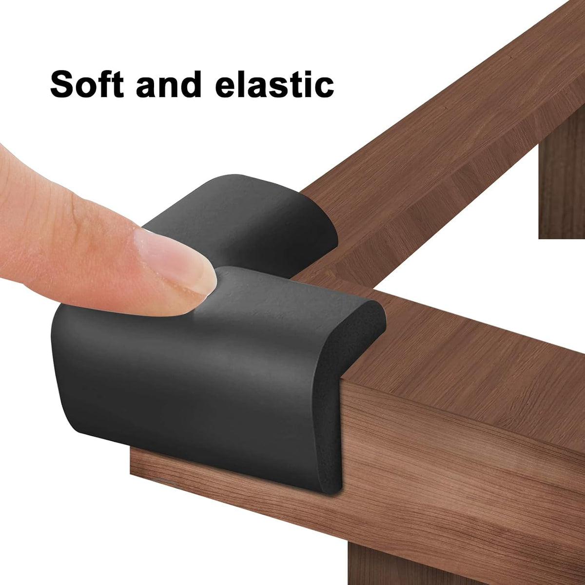 Bed Frame Corner Protector Black: 4 Pack Foam Rubber Guards Bumpers for Bed Table Cabinet Corner Safe Impact