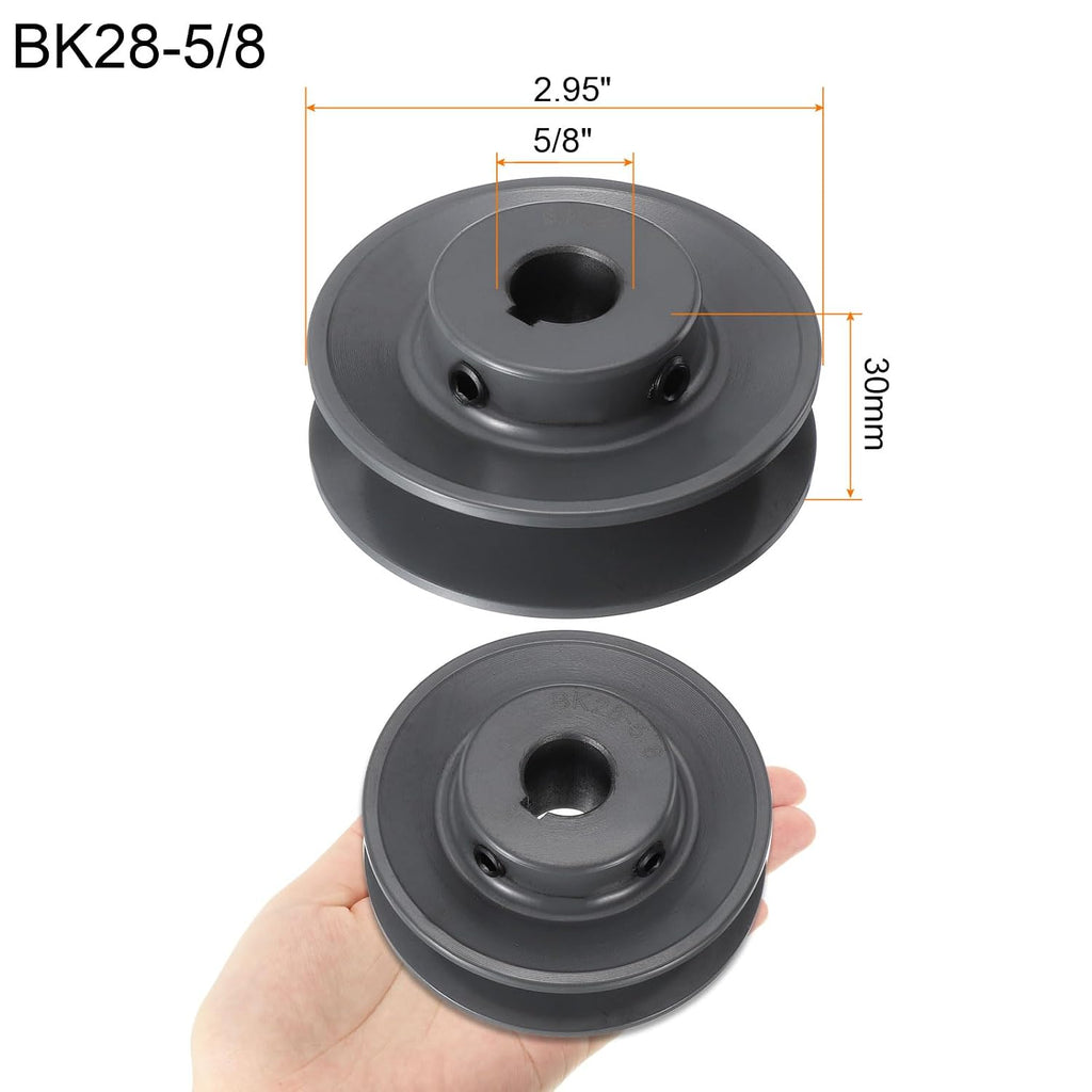 uxcell BK28-5/8 V-Belt Sheave 5/8" Bore, 2.95" OD, Single Groove Web Sheave