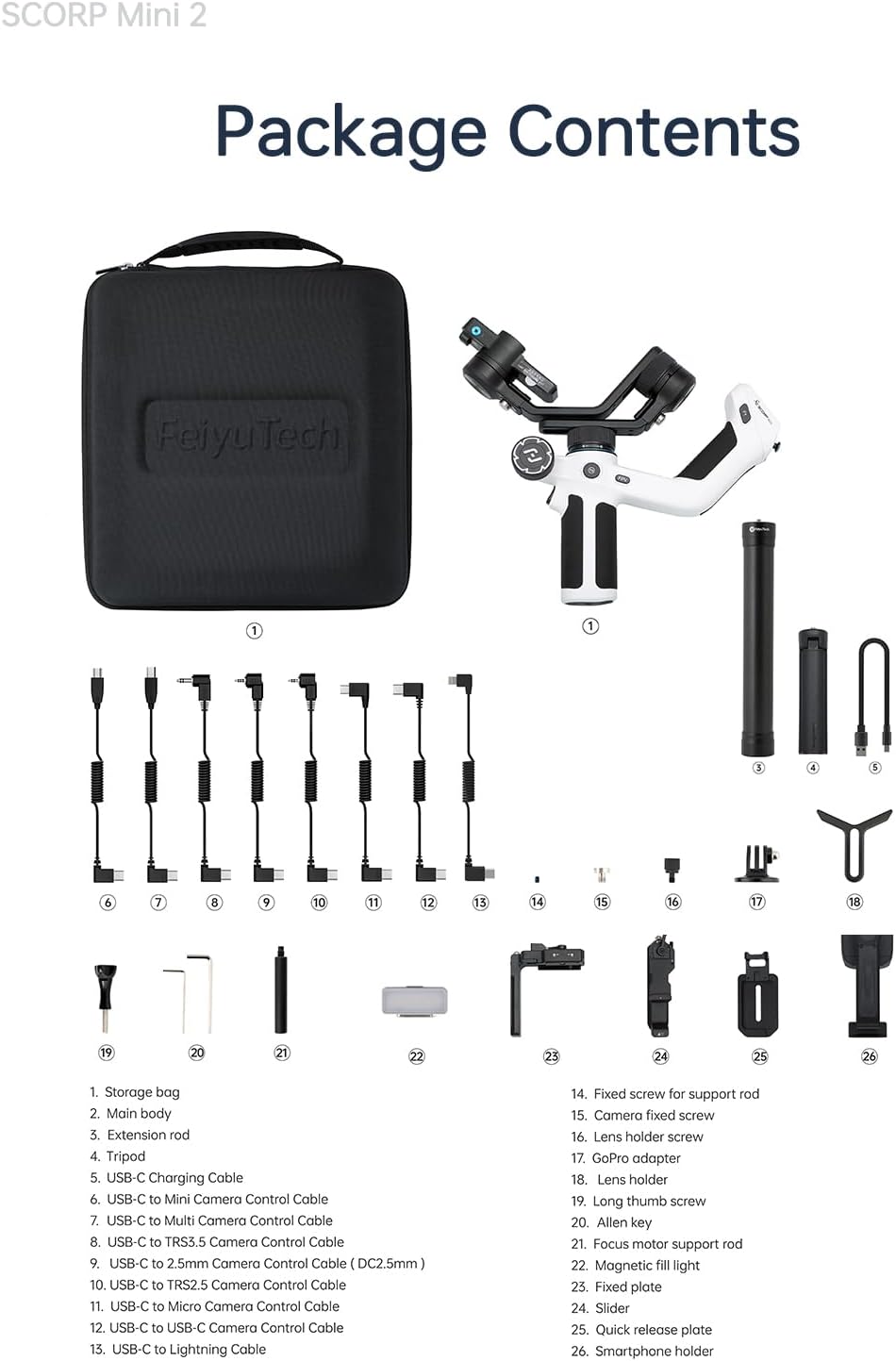 Official SCORP Mini 2 Kit Gimbal,3-Axis Camera Stabilizer with AI Tracker Fill Light,1,3IN Touch Sreen, for