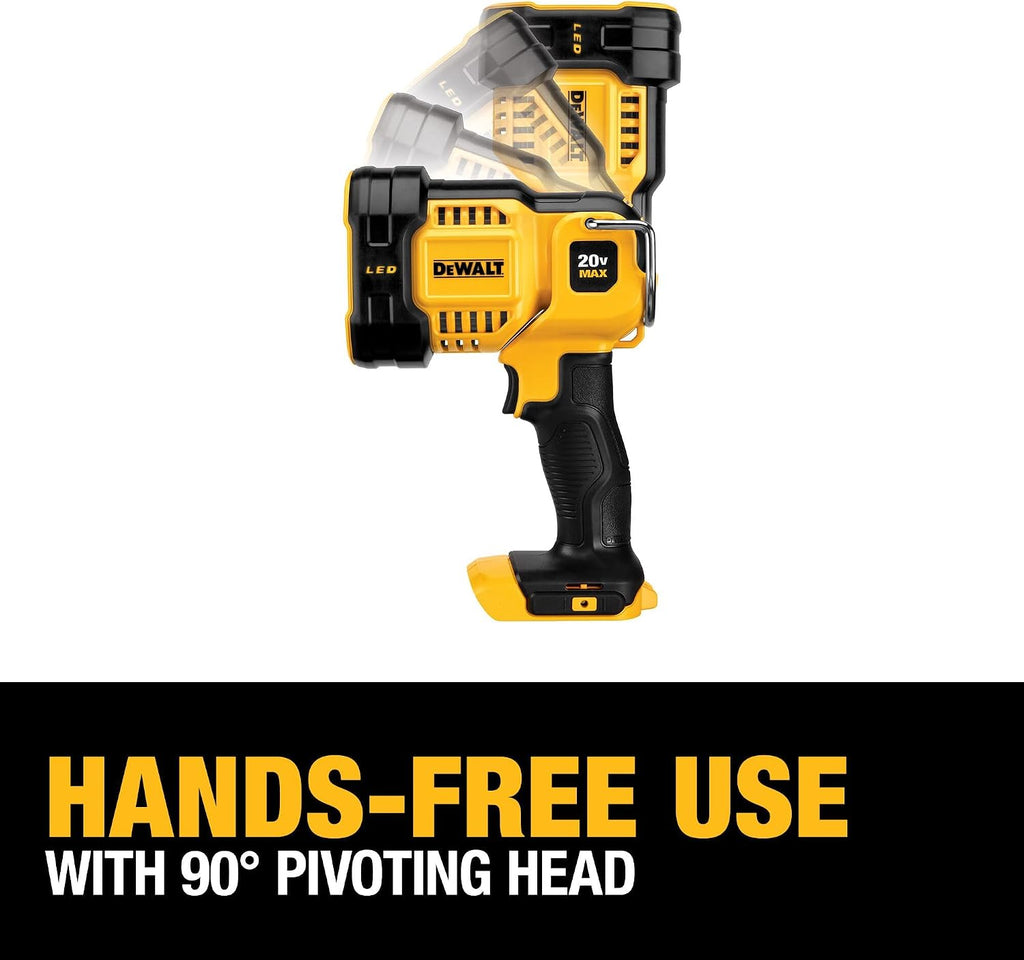 DEWALT 20V MAX LED Work Light, Handheld Spotlight with 508 Yard Distance, Pivoting Head, 1500 Lumens, Cordless