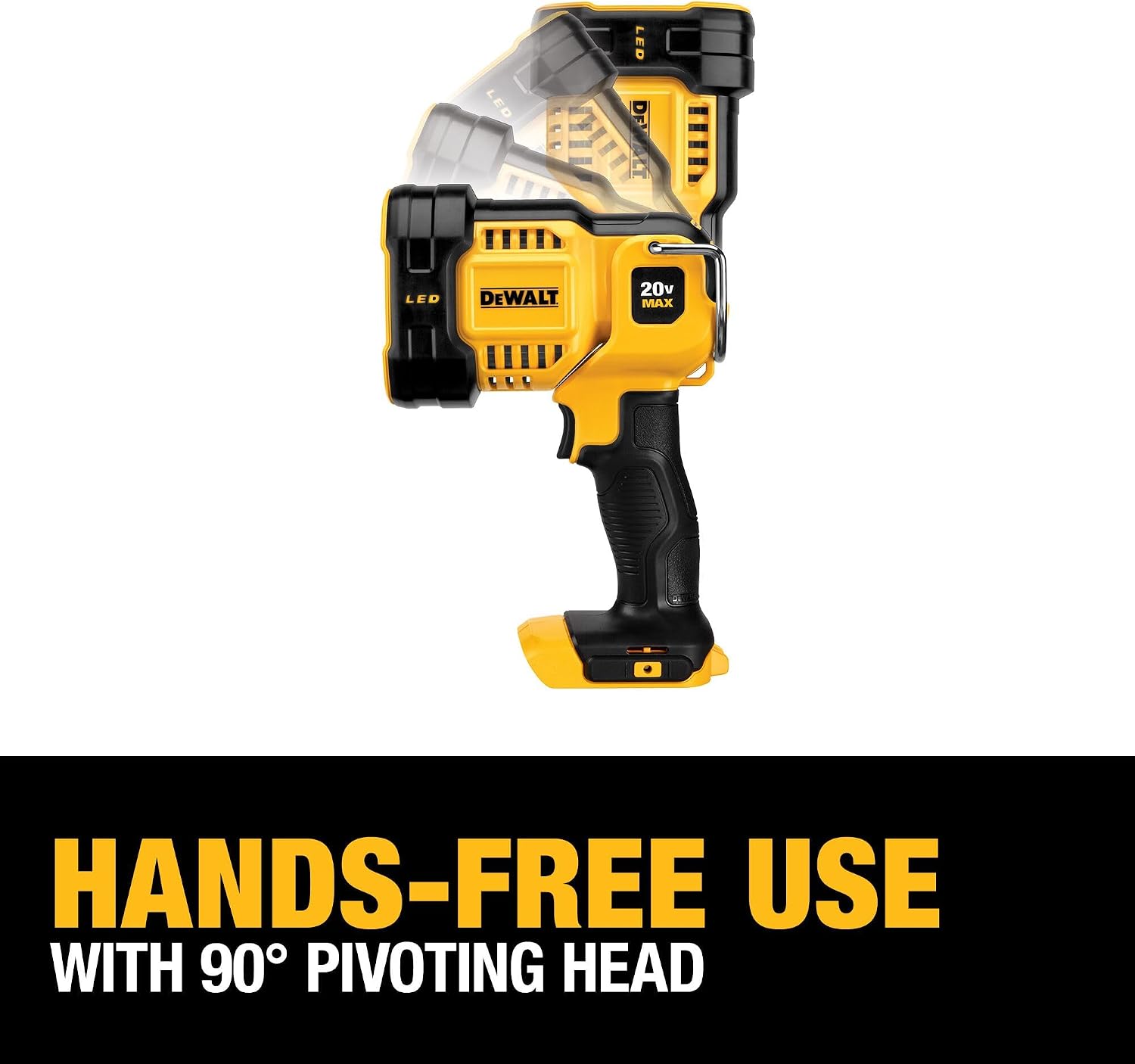DEWALT 20V MAX LED Work Light, Handheld Spotlight with 508 Yard Distance, Pivoting Head, 1500 Lumens, Cordless