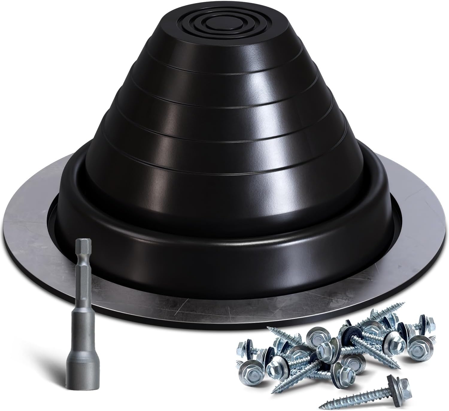 #3 Rubber Roof Vent Boot, EPDM Metal Roof Pipe Boot, Black, 1-Pack