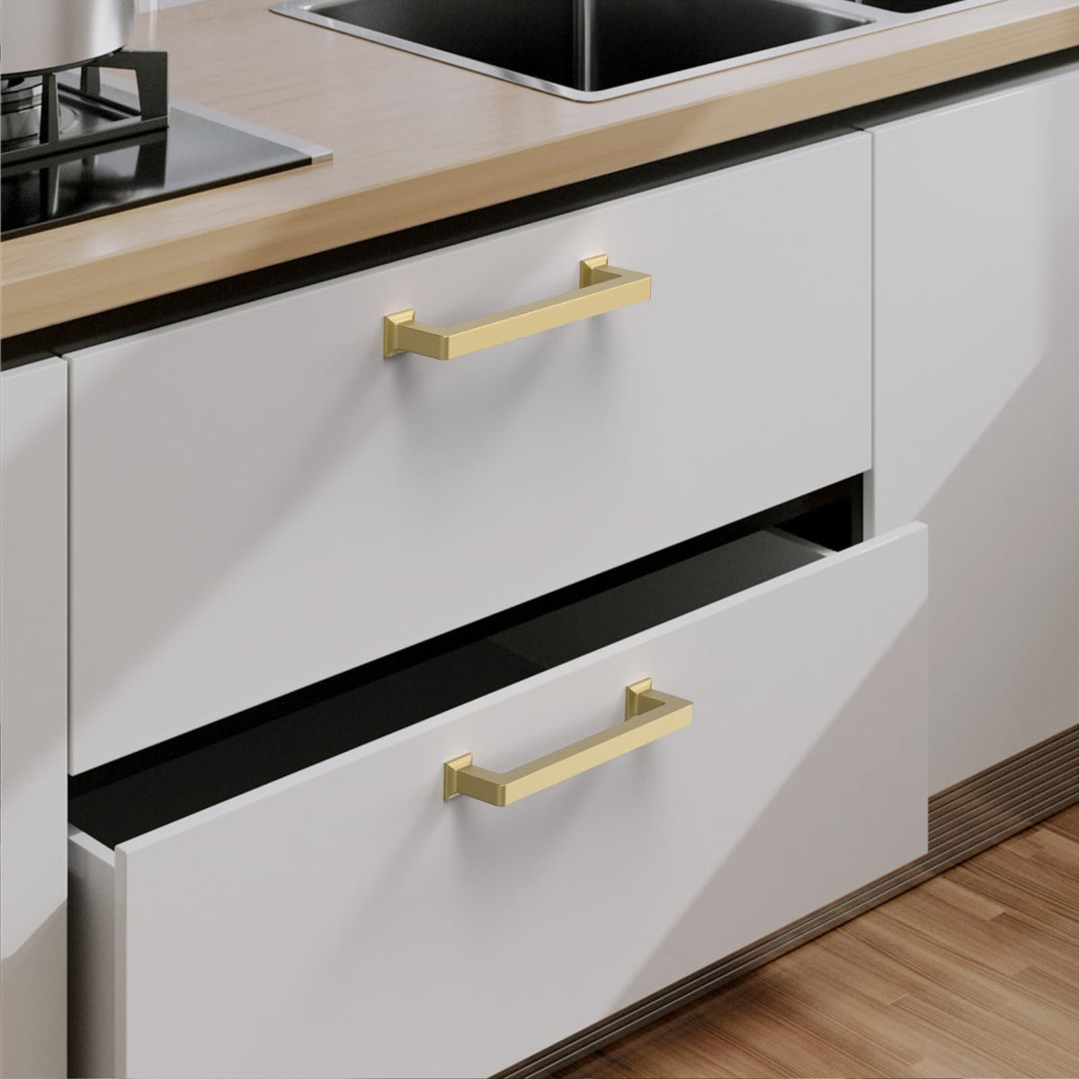 10 Pack 5 Inch Brushed Gold Cabinet Pulls,Kitchen Hardware