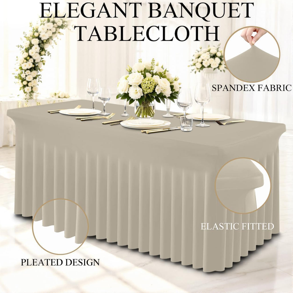 8 Pack Spandex Fitted Rectangle Tablecloth, Elastic Table Skirt