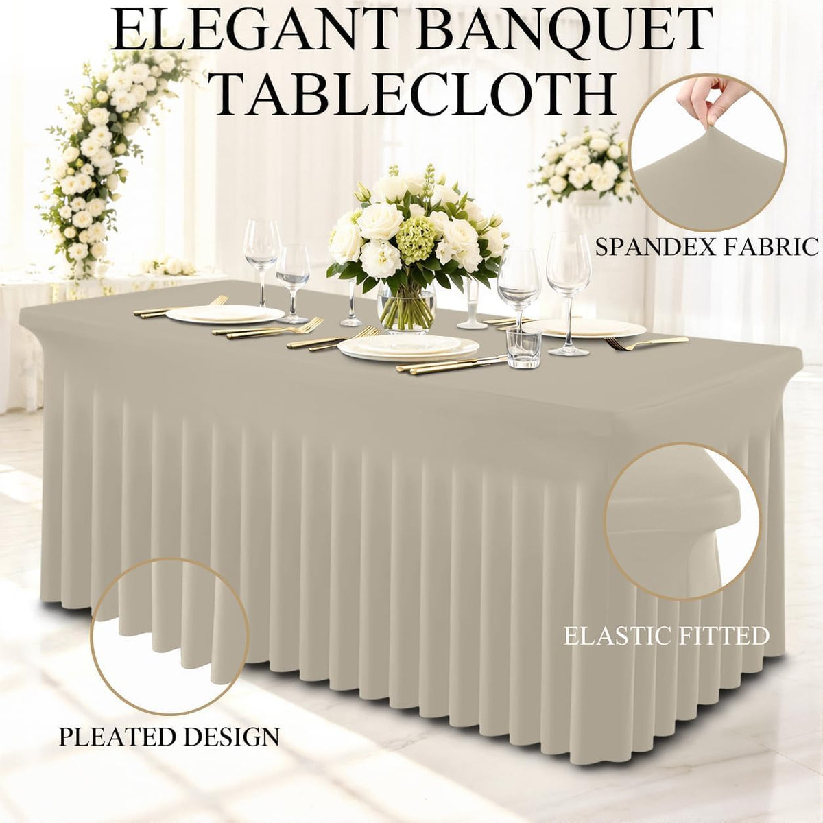 8 Pack Spandex Fitted Rectangle Tablecloth, Elastic Table Skirt