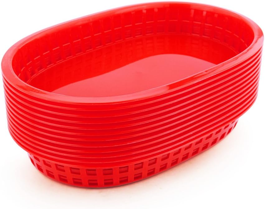 Fast Food Baskets, 10.5 x 7 Inch, Red