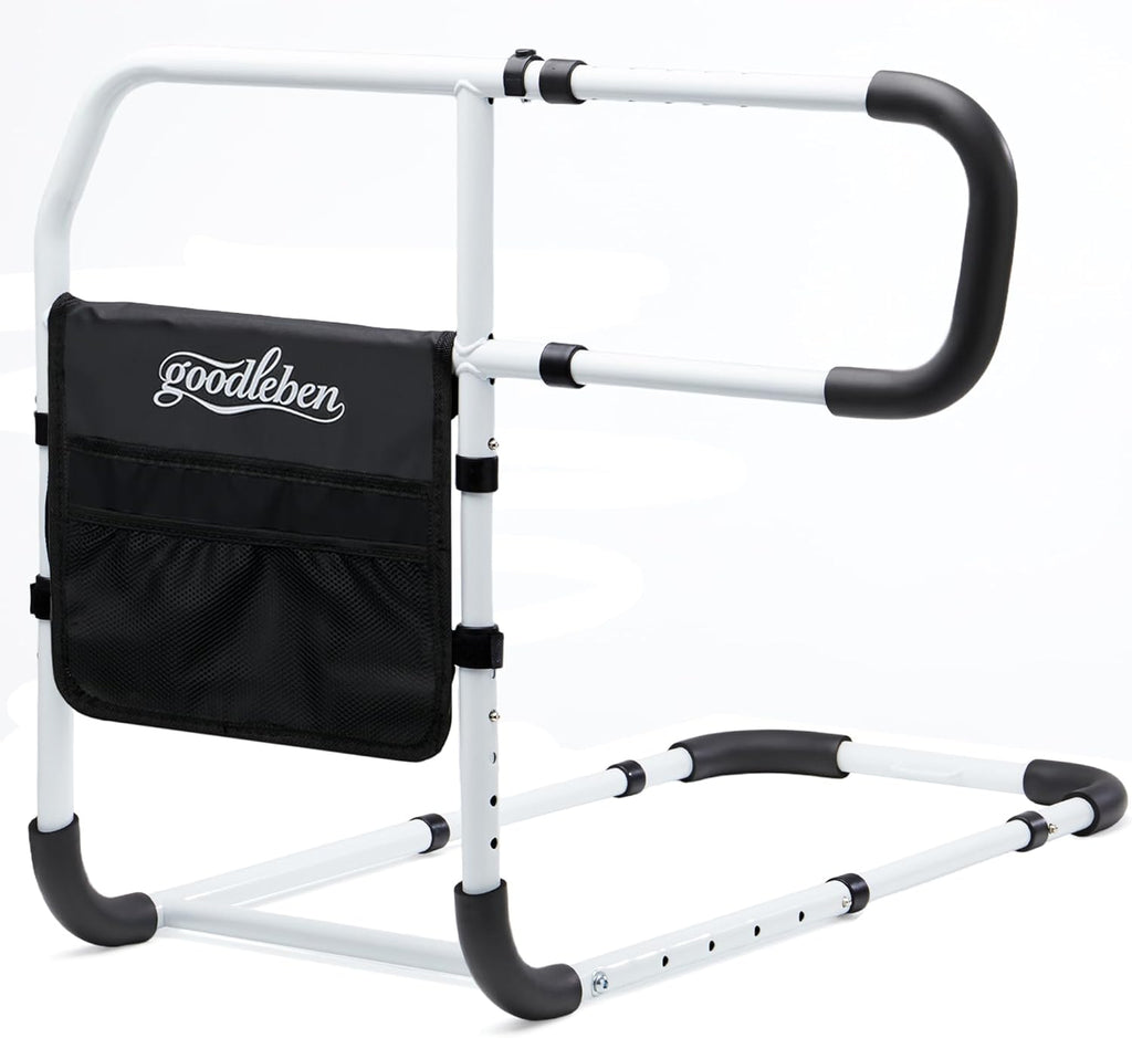Bed Rails for Elderly Adults, Adjustable Bed Assist Rails for Seniors with Non-Slip Handle & Storage Pocket, Bed