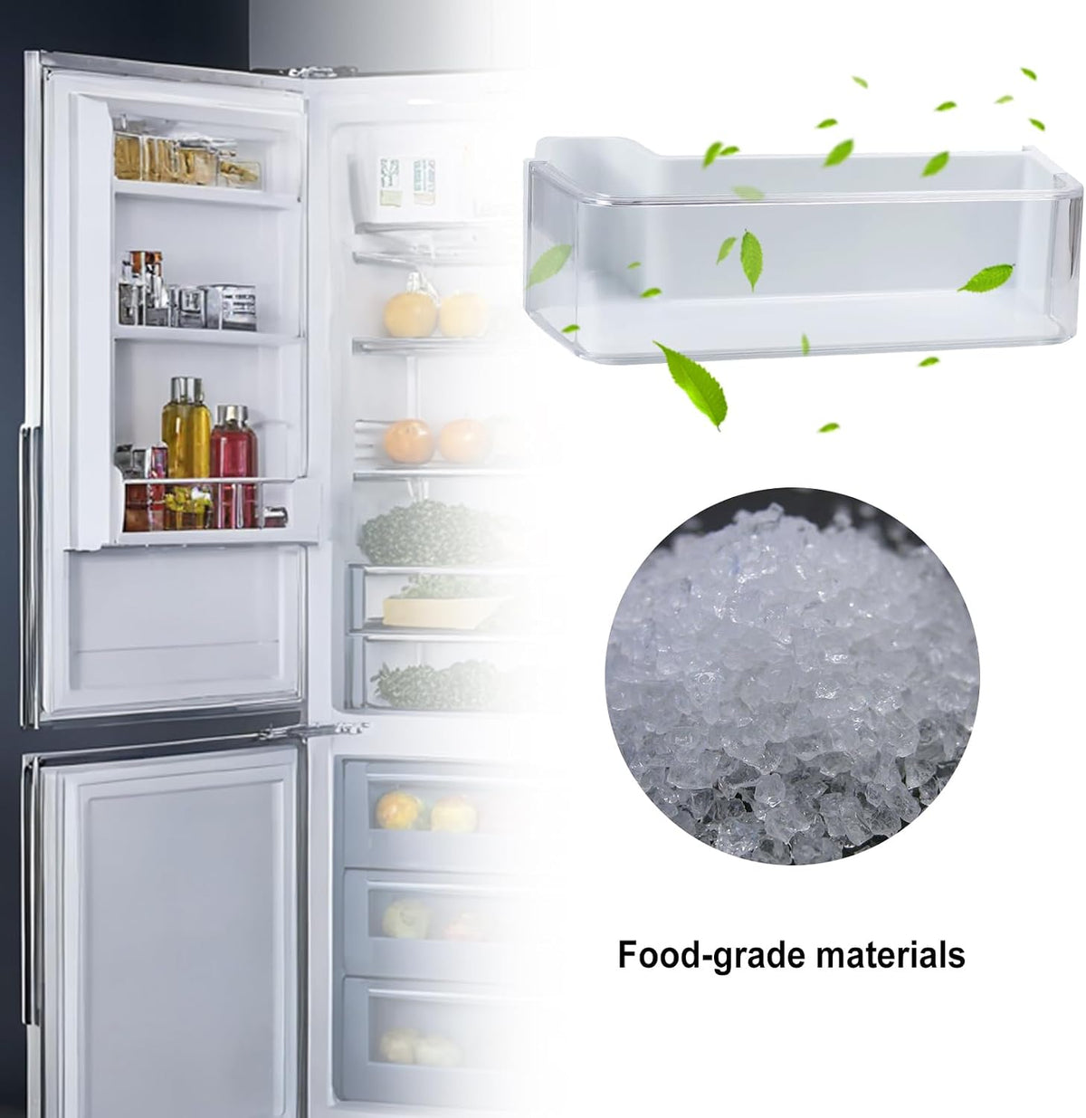 DA97-12653A Refrigerator Door Shelf Bin Compatible with Sam-sung RF263TEAE, RF263BEAE, RF265BEAESR, RF265BEAESG Bottom Left Replacement Replaces 3973523 PS4176656 AP5622629 EAP4176656