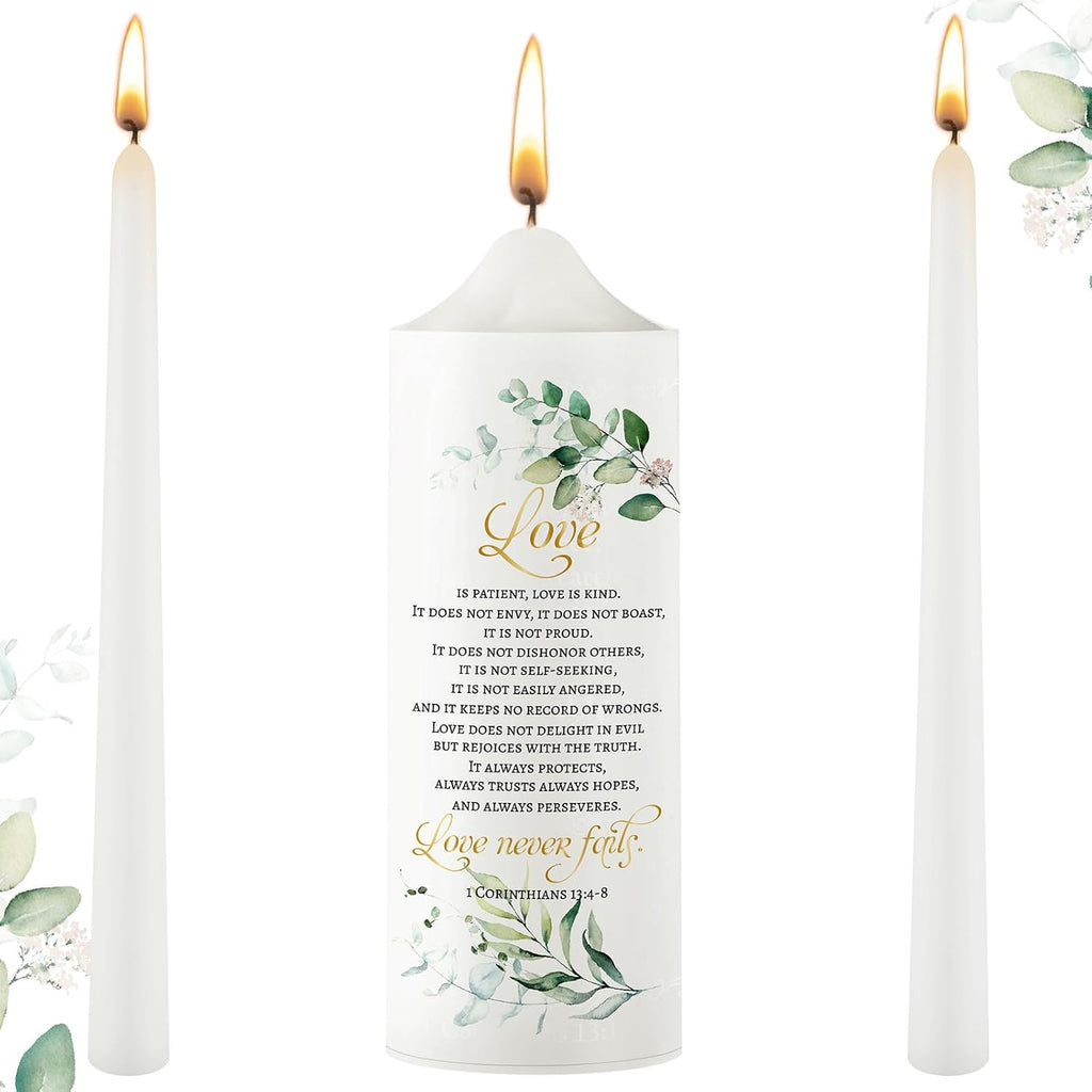 3 Pcs Unity Candle Set for Wedding Ceremony,Leaf Style