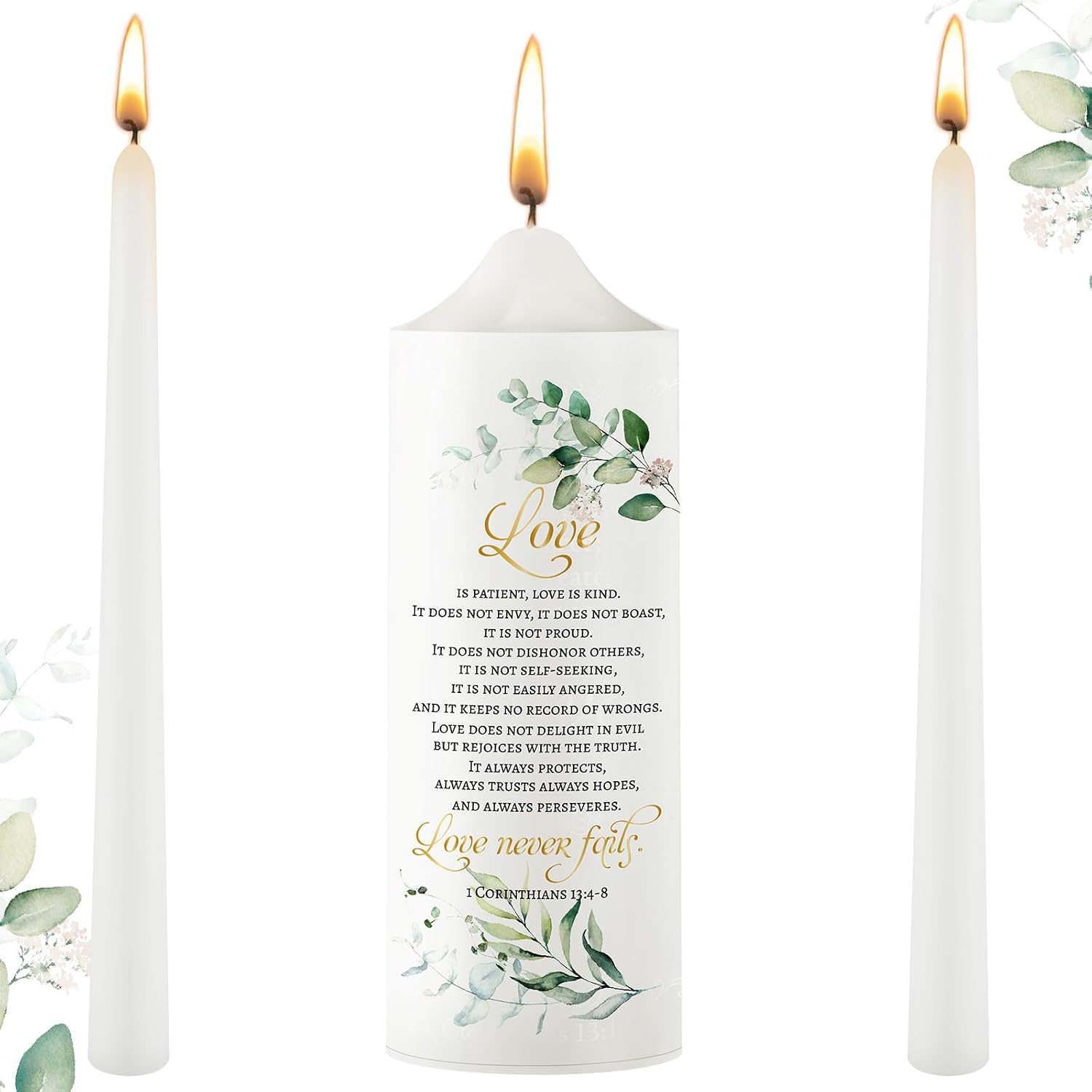 3 Pcs Unity Candle Set for Wedding Ceremony,Leaf Style
