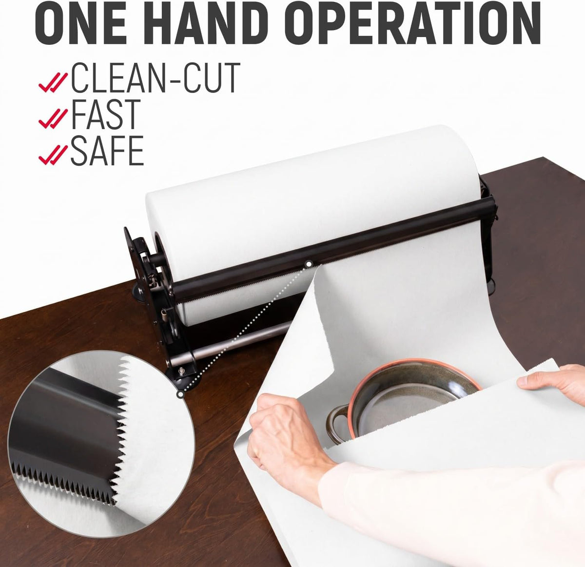 18" Paper Dispenser with Cutter + White Kraft Paper Roll