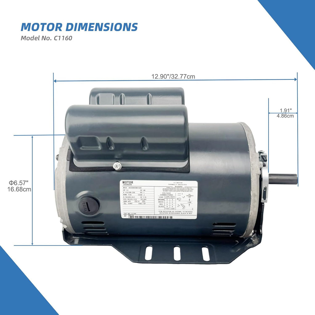 C1160 Fan and Blower Motor Replace Marathon C1160 1.5HP Reversible Rotation