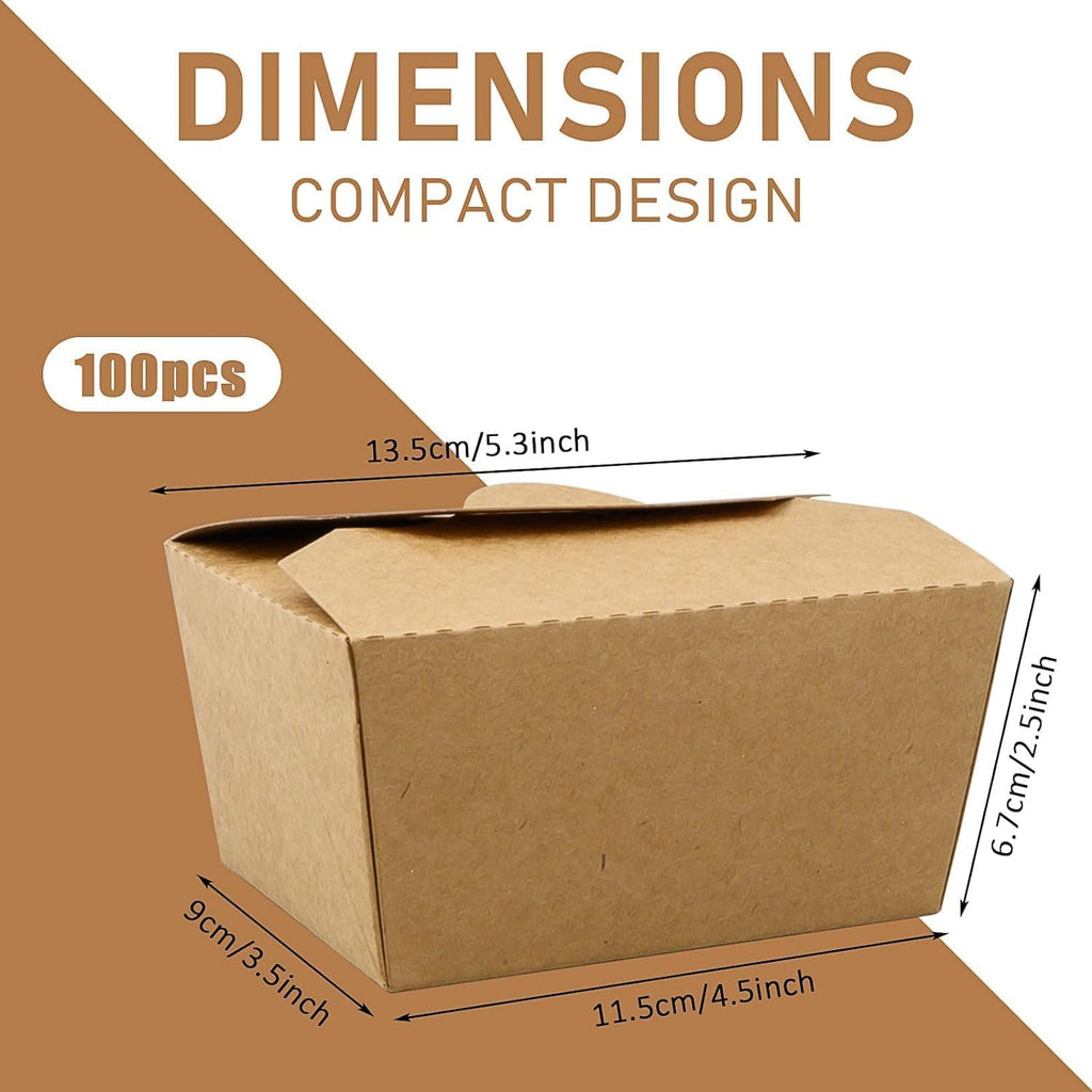 100-Pack Chinese Take Out Boxes,25oz Kraft Brown To-Go Containers