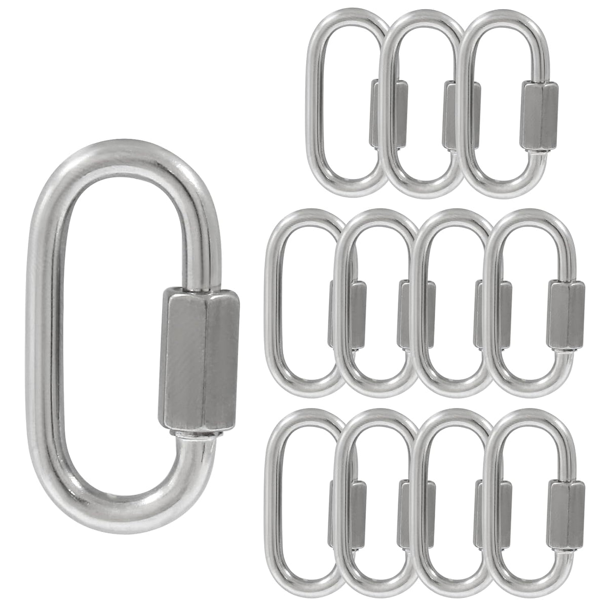 12Pcs 1/8 Inch 304 Stainless Steel D Quick Link Locking Connector