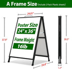 A Frame Sidewalk Sign 24 x 36 Inch Outdoor, Double-Sided Folding Sandwich Board with Handle, Heavy Duty Metal