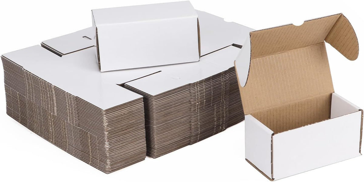 4.6x2.2x2.2 White Shipping Boxes Set of 100, Corrugated Cardboard Mailer Boxes for Packaging Small Business Mailing