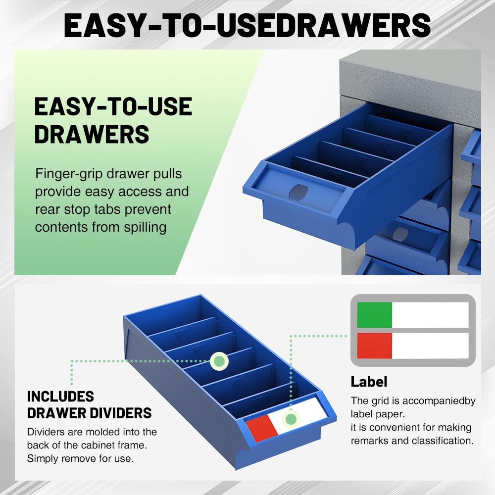 75 Drawers Parts Cabinet, Nut and Bolt Storage Organizer, Grey