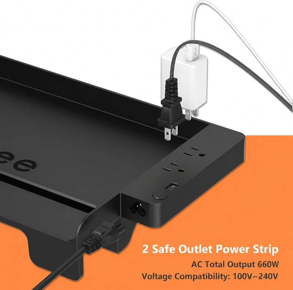 Bedside Shelf for Dorm Bunk Bed with USB Charging Port and 2 AC Outlets, Bedside Caddy, Attachable Bedside Table