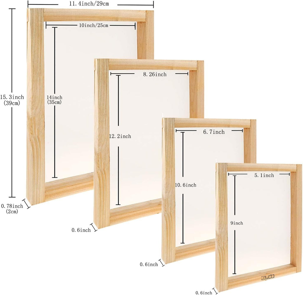 38 Pieces Screen Printing Kit Include Fabric Screen Printing Ink, 4 Size Screen Printing Frame, Screen Printing