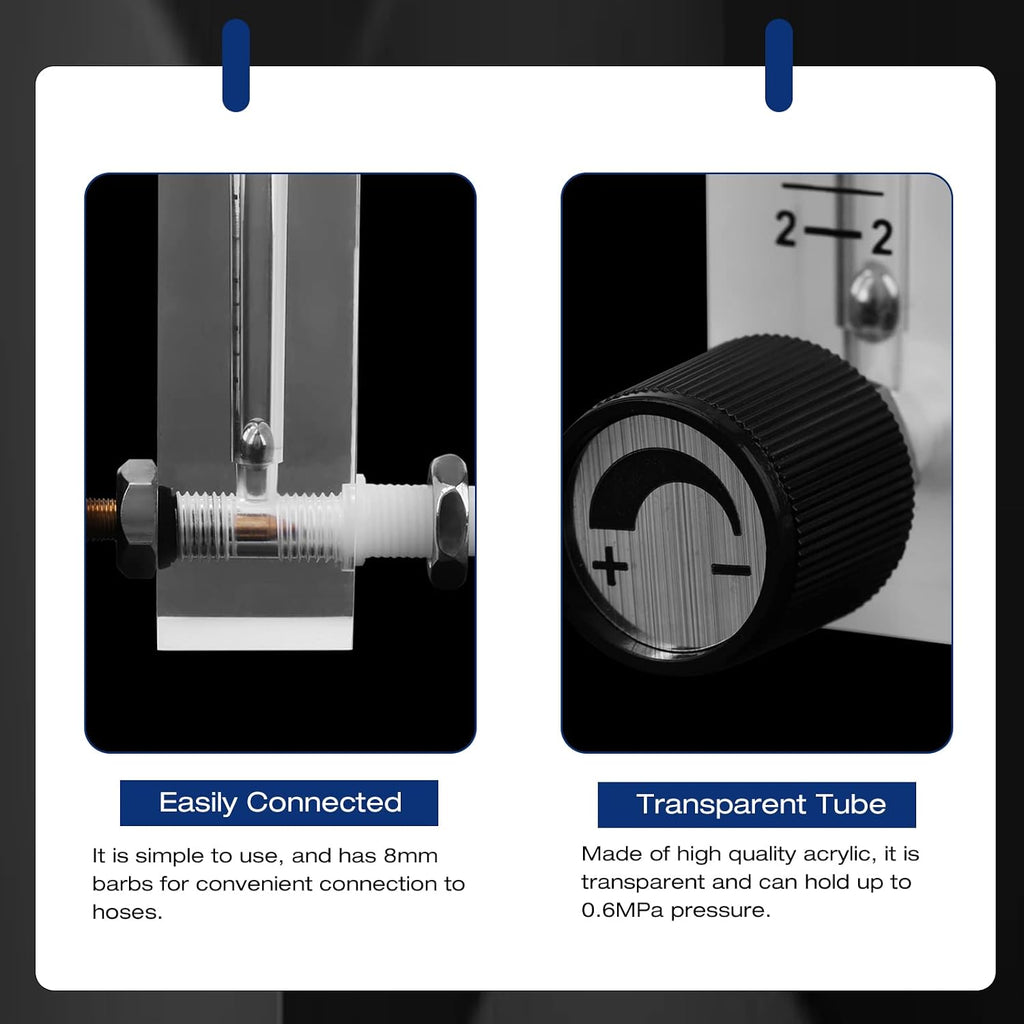 Flowmeter 2-20LPM Acrylic Air Gas Flowmeter with Control Valve for Measuring Controlling Gas