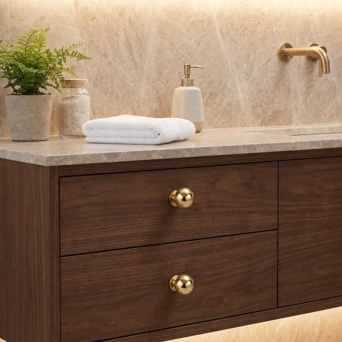5 Pack 1-1/4 inch Unlacquered Brass Large Cabinet knobs, 100%-Solid-Brass knobs, Round Cabinet Pulls. Suitable for