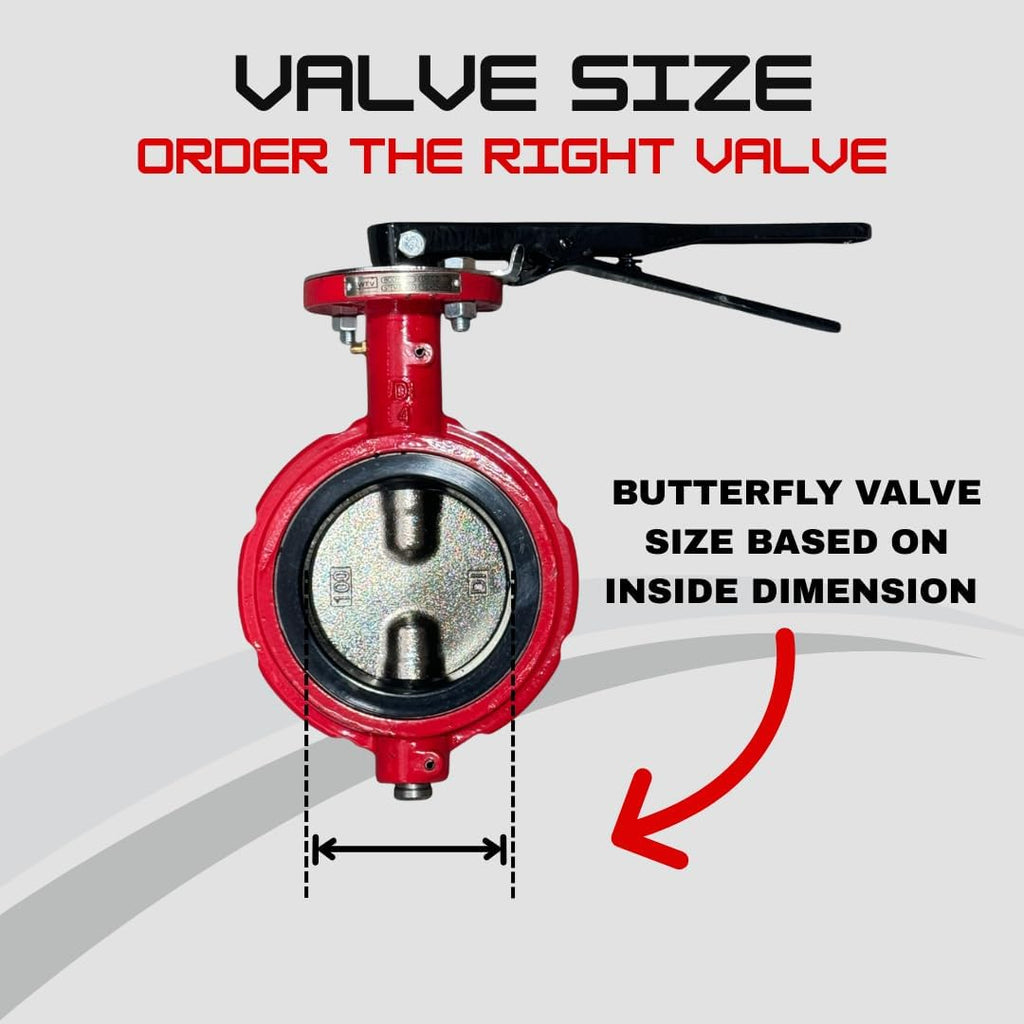 3 Butterfly Valve, Wafer, 200 Psi, Ductile Iron Body, Red (3")