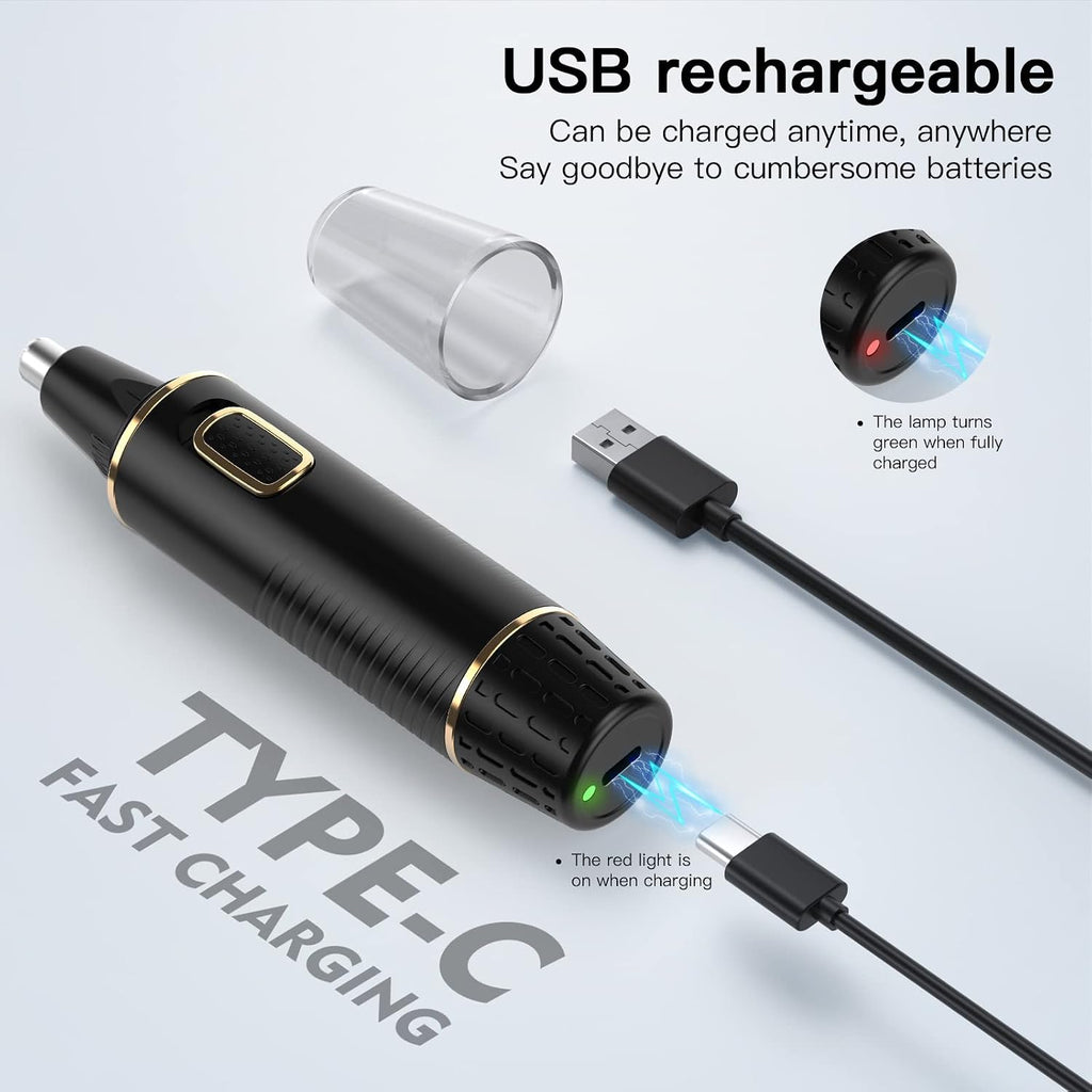Nose Hair Trimmers for Men，Rechargeable Hair Trimmer 2 in 1 Painless Multifunctional Ear and Nose Hair Trimmer with