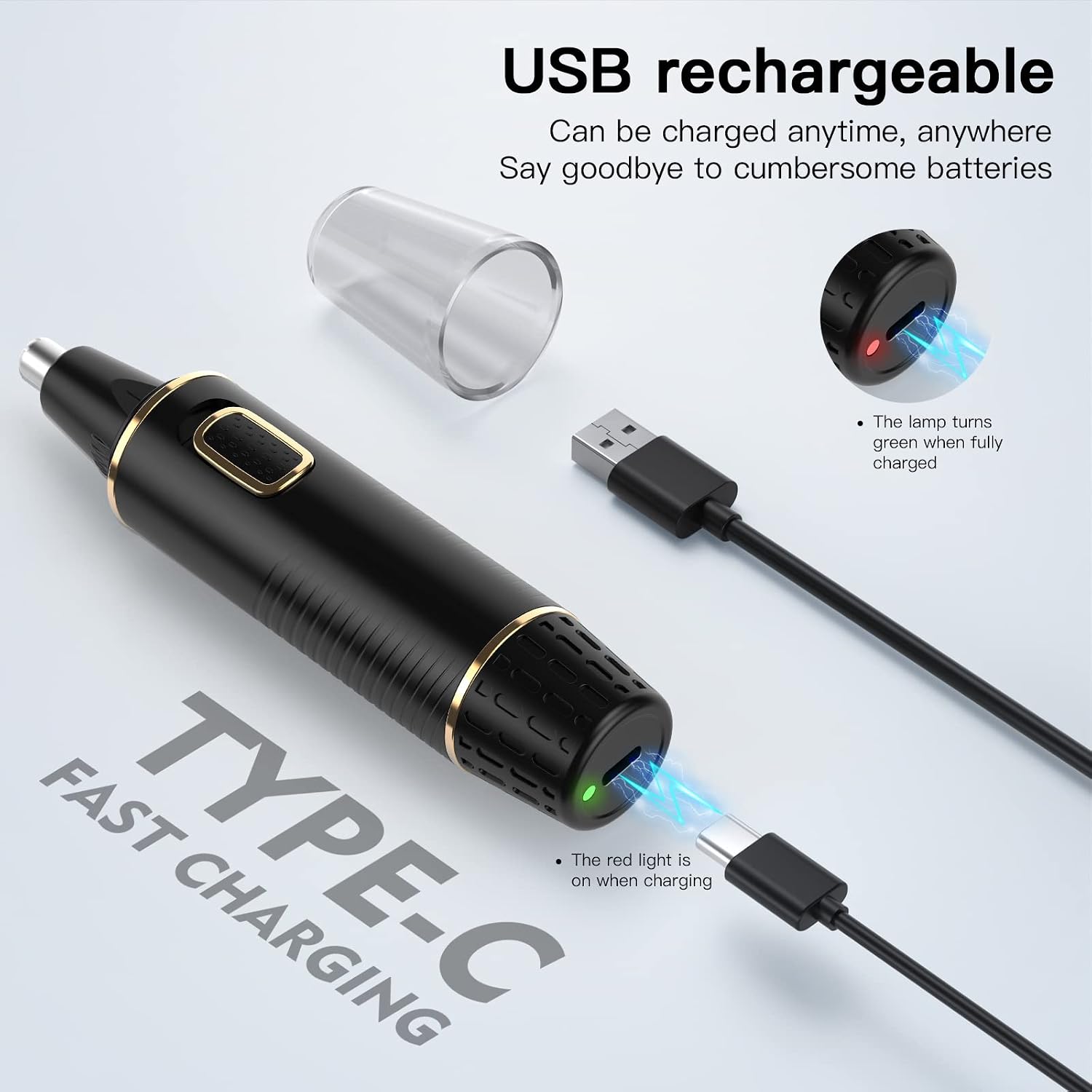 Nose Hair Trimmers for Men，Rechargeable Hair Trimmer 2 in 1 Painless Multifunctional Ear and Nose Hair Trimmer with