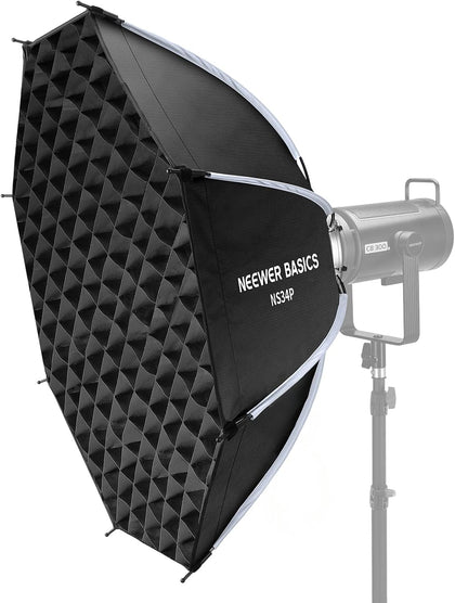 Basics Octagonal Softbox Kit for Studio Photography Video Recording Streaming, 35"/90cm Quick Release Bowens Mount