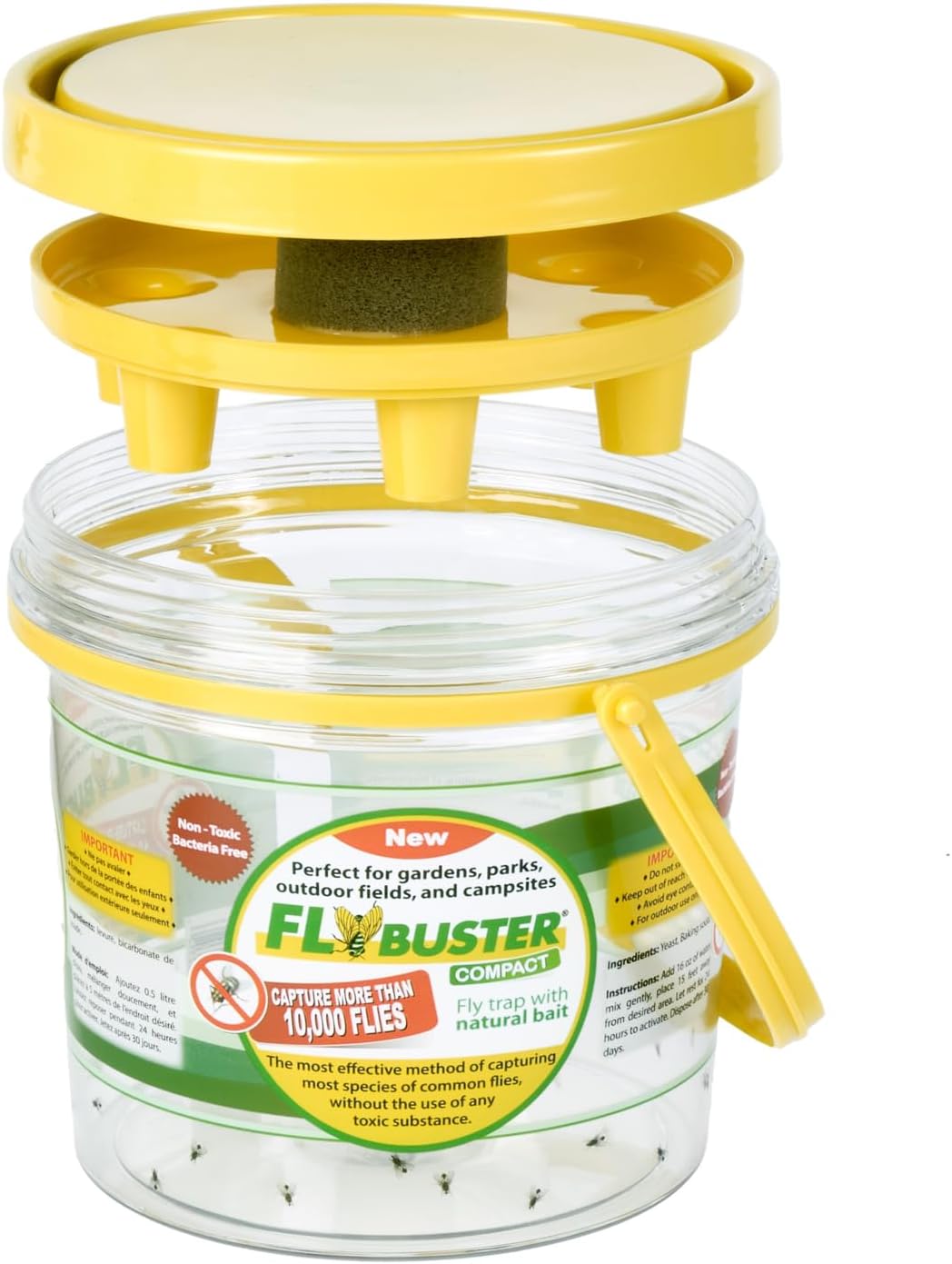 Fly Trap | Outdoor Device for Catching Flies | 1-Liter Compact Size | Comes with One Flytrap and 1 Bait Packet |
