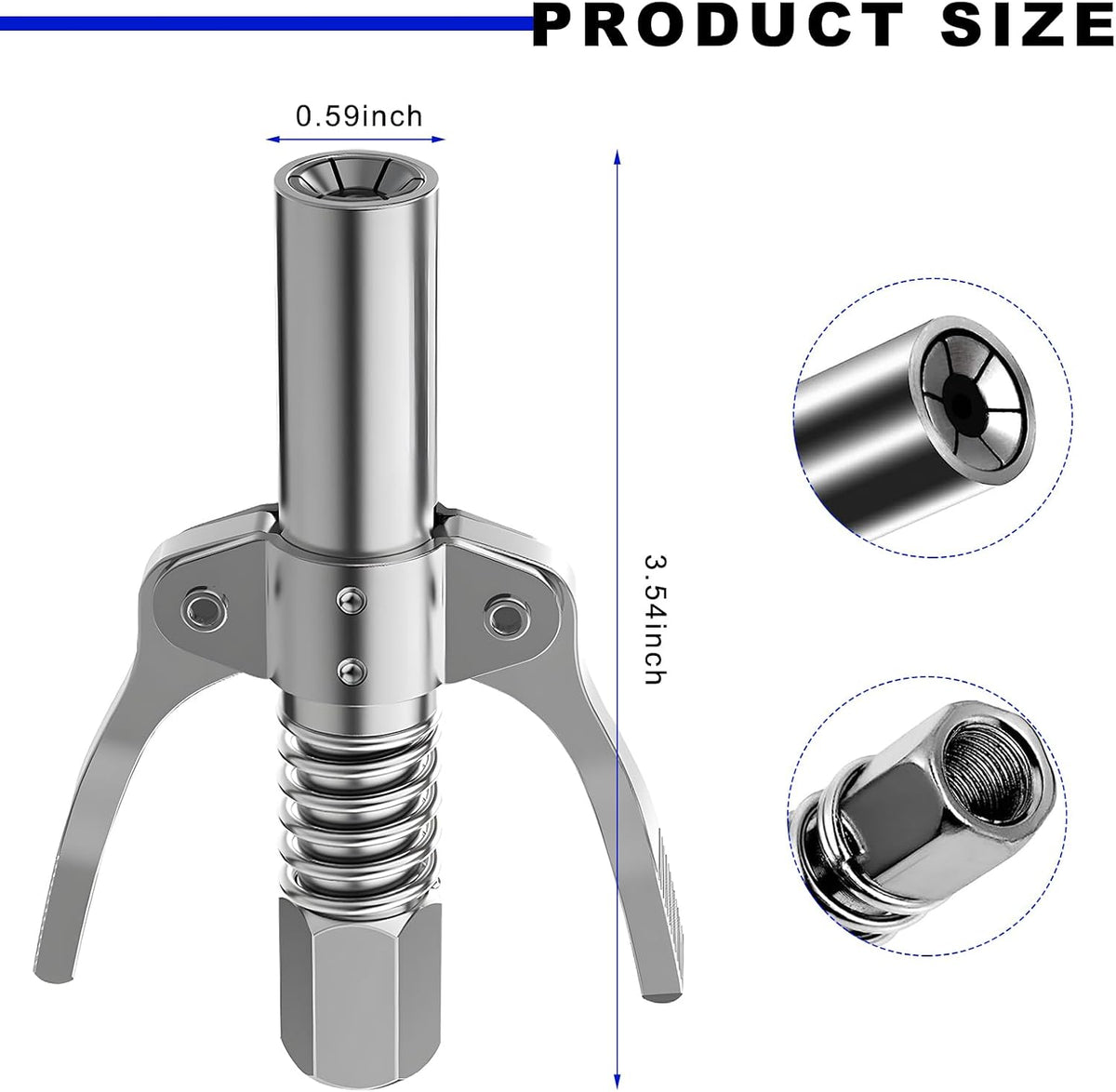 Grease Gun Coupler, Double Handles Quick Release Grease Nozzle Joint Fittings with 6 Thickened Jaws, 12000 PSI High Pressure Coupler Tips for 1/8" NPT All Lubricating Guns