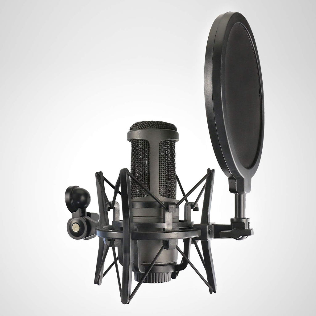 AT2020 Shock Mount with Pop Filter, Windscreen and Shockmount to Reduce Vibration Noise for AT2020USB+ Condenser Mic