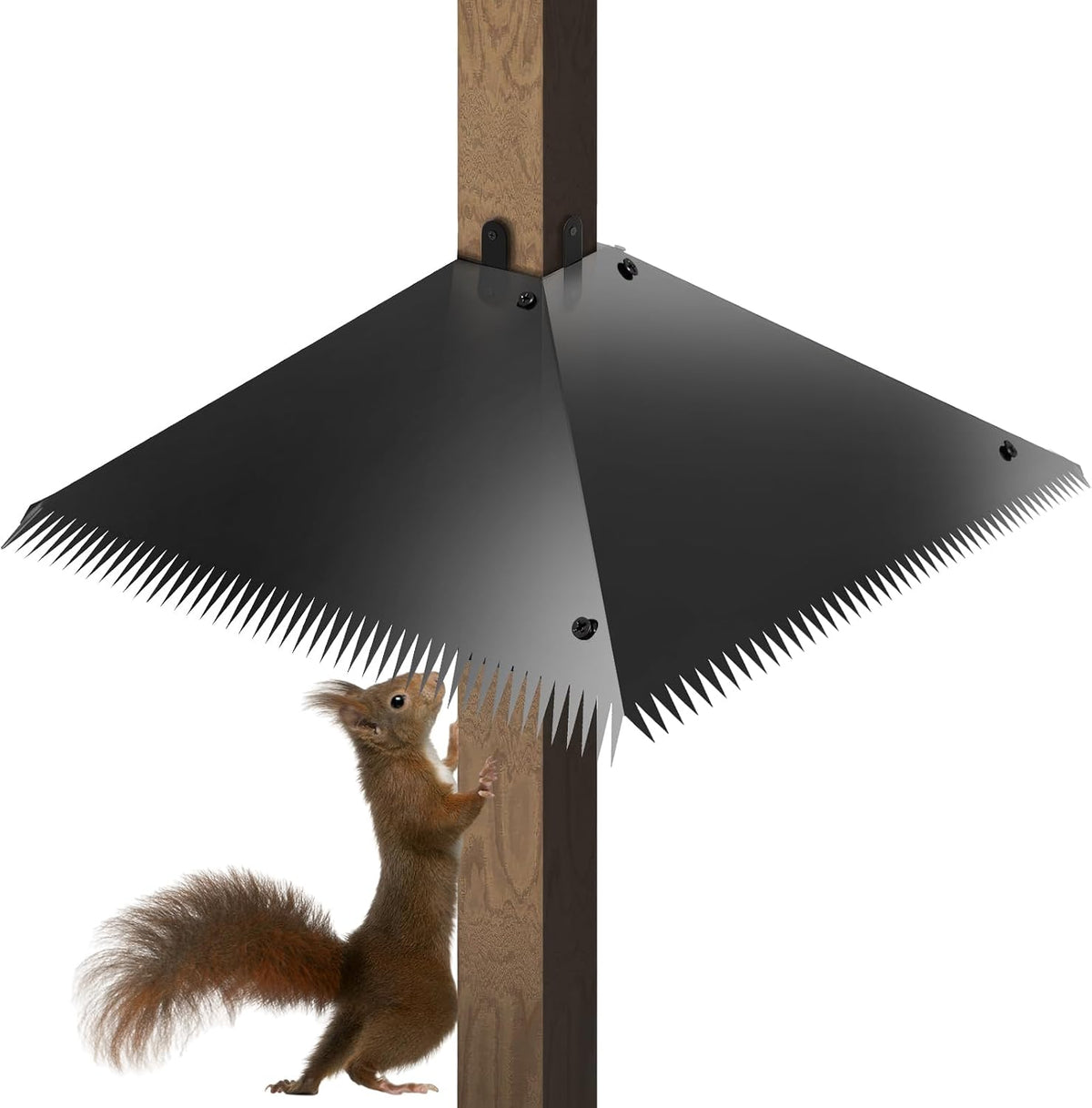 Metal Squirrel Baffles with Spikes - Galvanized Steel Squirrel Guards for 4x4 Posts and Bird Feeder Poles - Keeps