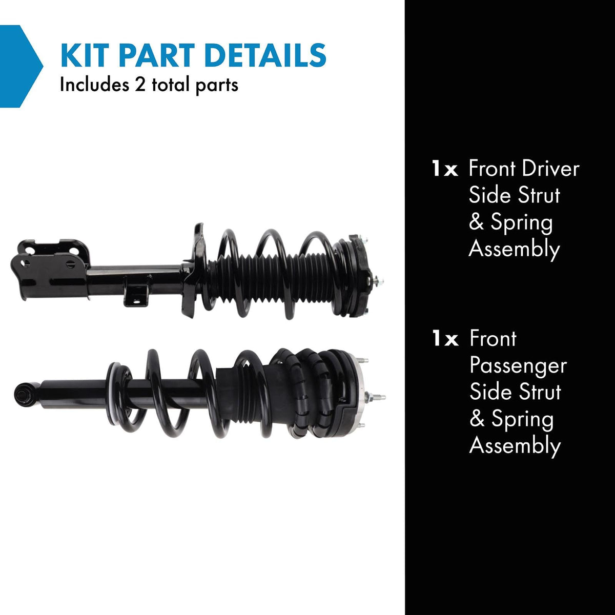 TRQ Front Driver and Passenger Side Strut and Spring Assembly Set Loaded